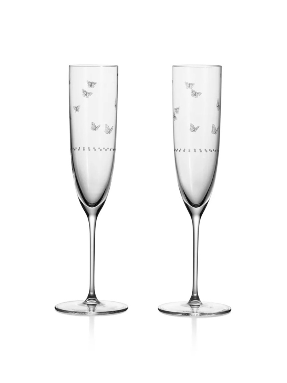 Tiffany & Co. Tiffany Jardin
Champagne Glasses in Etched Glass, Set of Two